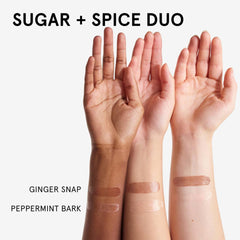 Glossier Sugar and Spice Peppermint Bark tin delivers festive gloss with peppermint scent.