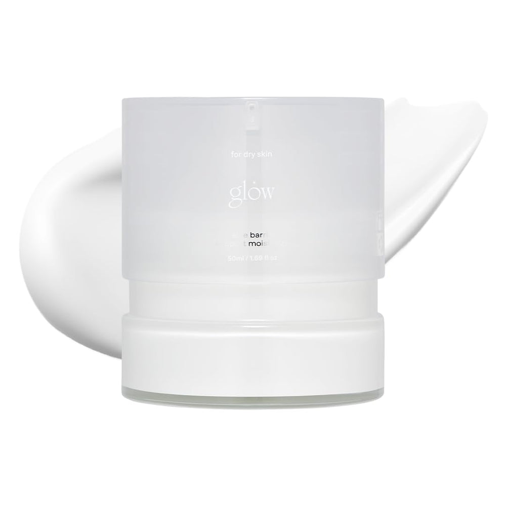 Glow Aloe Barrier Moisturizer bottle closeup highlighting soothing formula for sensitive skin