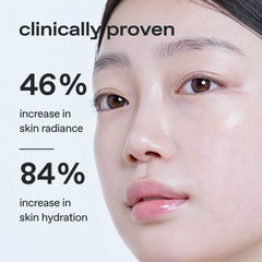 Glow lemon toner ingredients label highlights Jeju lemon water and eight vitamins.