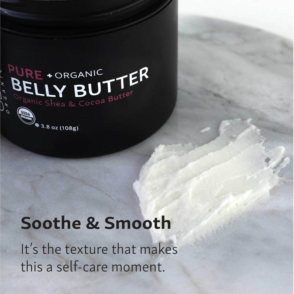Glow Organics Belly Butter on skin demonstrates fast absorption for pregnancy care