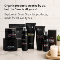 Glow Organics vegan label indicating clean, plant-based ingredients.
