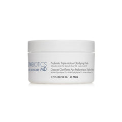 Glowbiotics Clarifying Pads packshot showing sleek packaging and triple action formula for clearer pores.