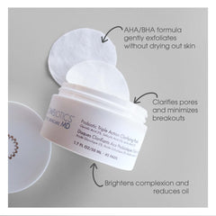 Glowbiotics Clarifying Pads texture closeup highlighting exfoliating surface for smoother skin.