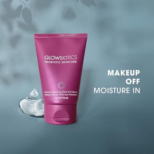 Glowbiotics gel-to-oil cleanser transitioning to oil for deep cleansing.