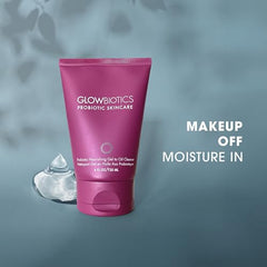 Glowbiotics gel-to-oil cleanser transitioning to oil for deep cleansing.