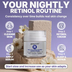 Glowmedik night routine with retinol setup for nightly care.