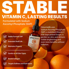 GlowMedik Vitamin C Serum being applied to the face for even tone.
