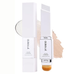 GLSFACE color-changing foundation stick close-up showing instant shade-match for a flawless base
