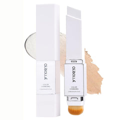 GLSFACE color-changing foundation stick cap close-up showing instant skin-tone match and matte finish.
