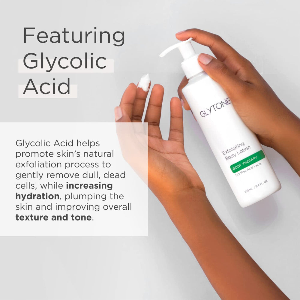 Glytone exfoliating wash pump features an oil-free, fragrance-free formula for sensitive skin.