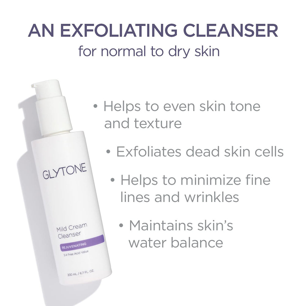 Cream texture of GLYTONE Mild Cream Cleanser ready to hydrate the skin