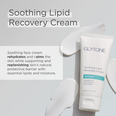 Texture swirl of Glytone lipid recovery cream demonstrating deep hydration for sensitive skin