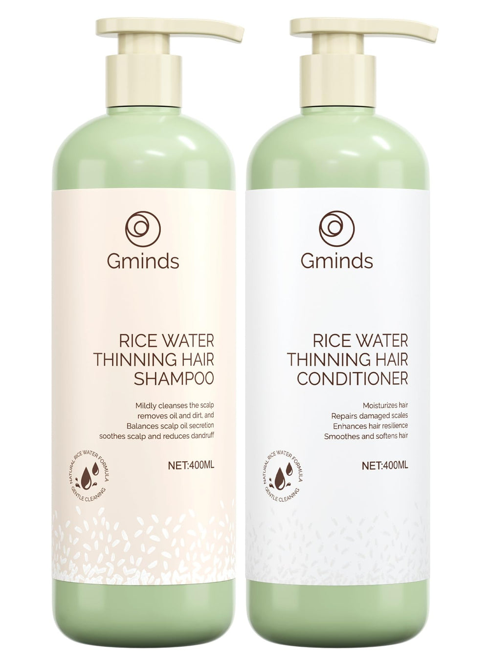 Gminds Rice Water Shampoo bottle, scalp nourishment