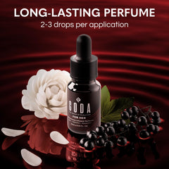 GODA Pheromones Perfume on a wrist, jasmine and rose notes highlighted.