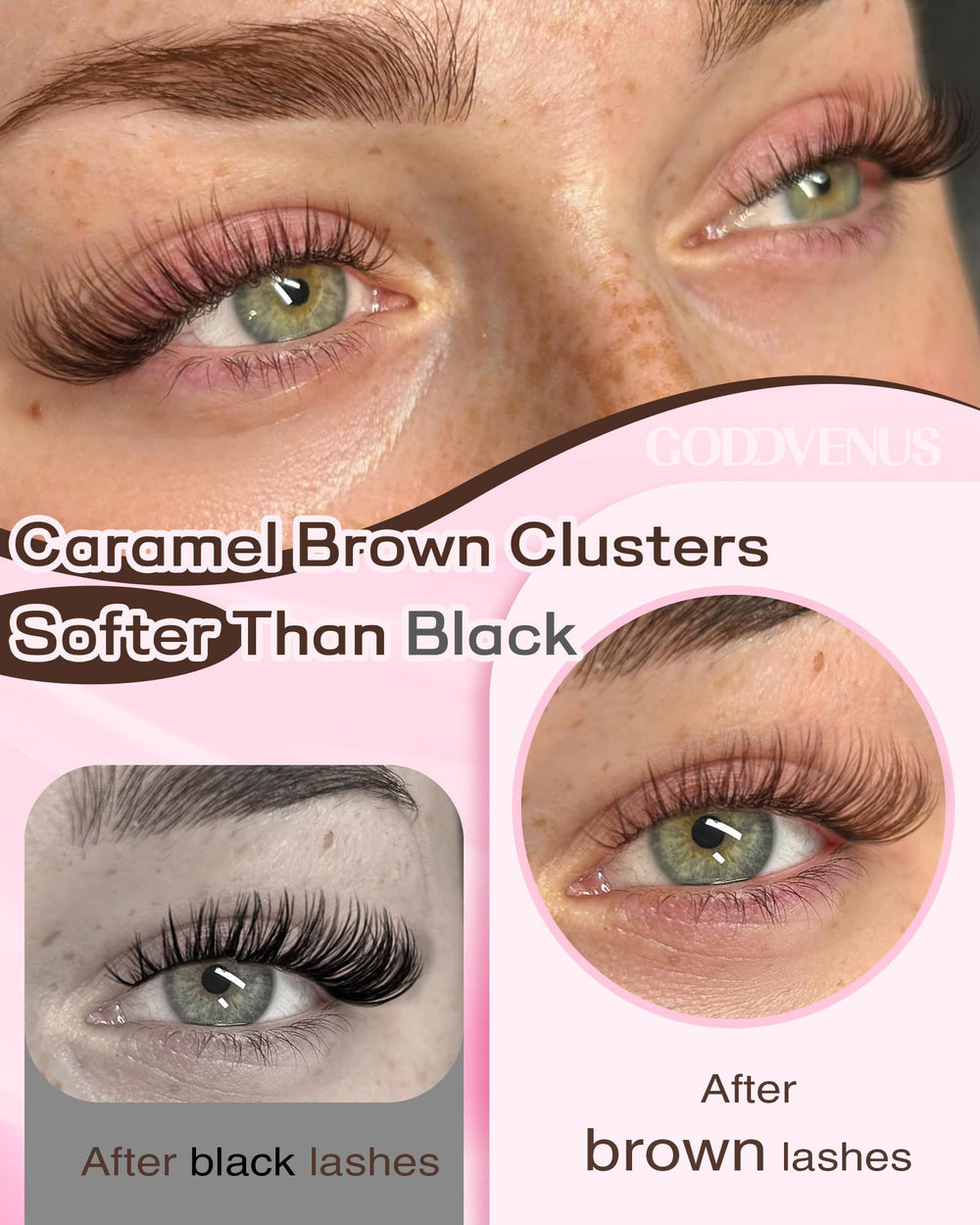 Goddvenus Brown lash clusters 10mm for subtle daily enhancement