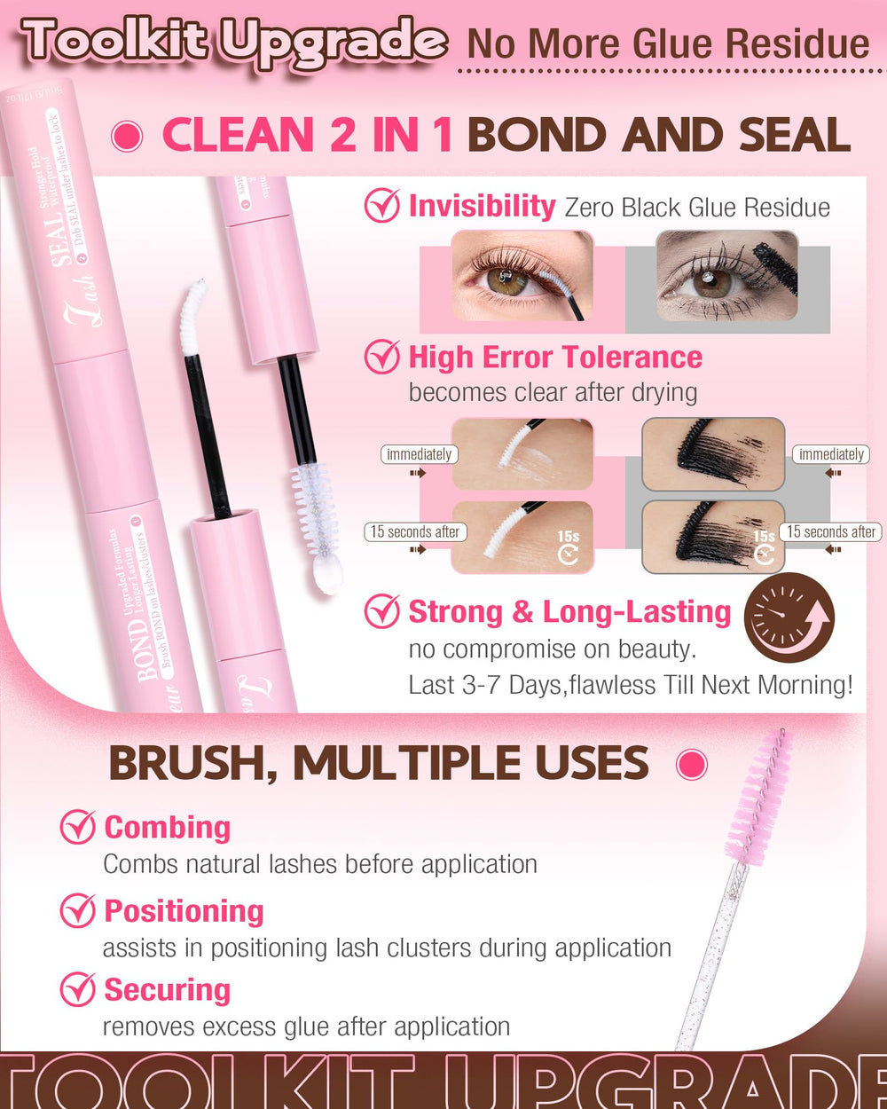 Goddvenus Clear strong-hold lash glue for secure DIY clusters.