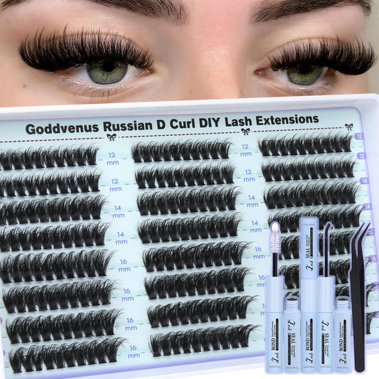 Goddvenus Lash Clusters Kit 12mm for versatile natural to dramatic looks
