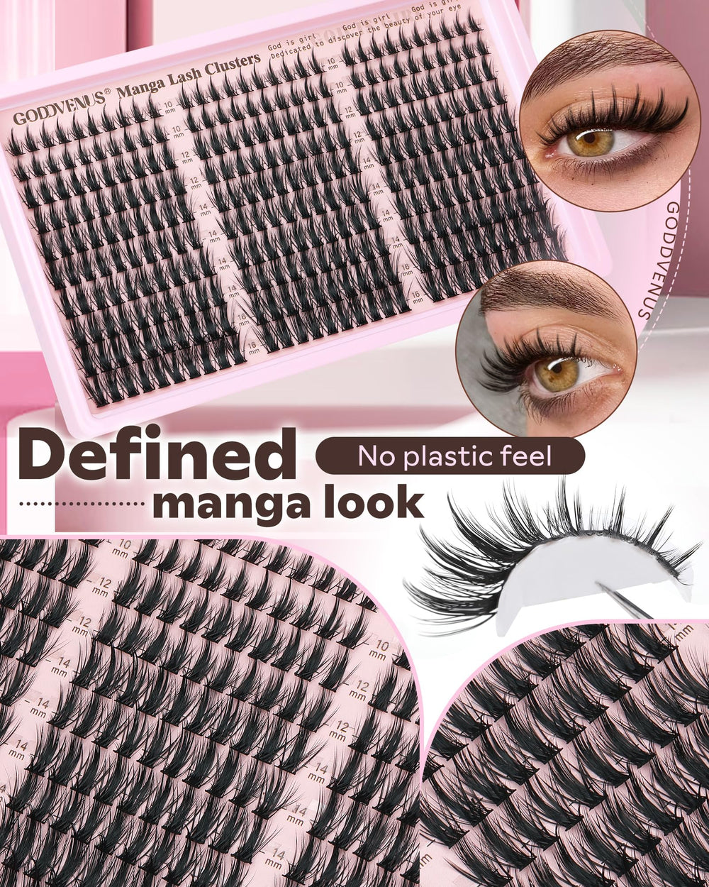 Goddvenus Manga Lash Clusters squirrel-eye style outer wing close-up