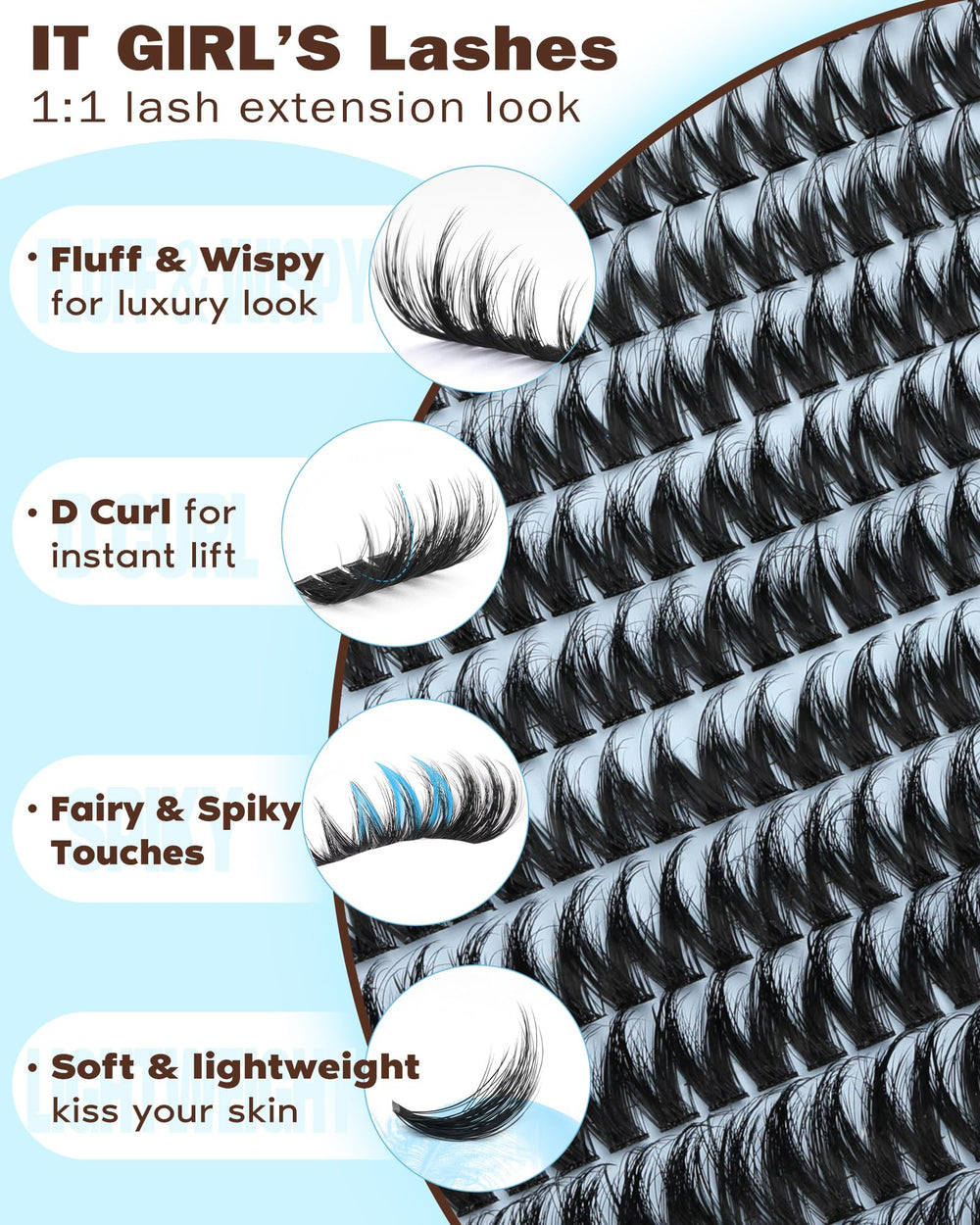 Goddvenus Natural Look Lash Clusters blend seamlessly with real lashes.