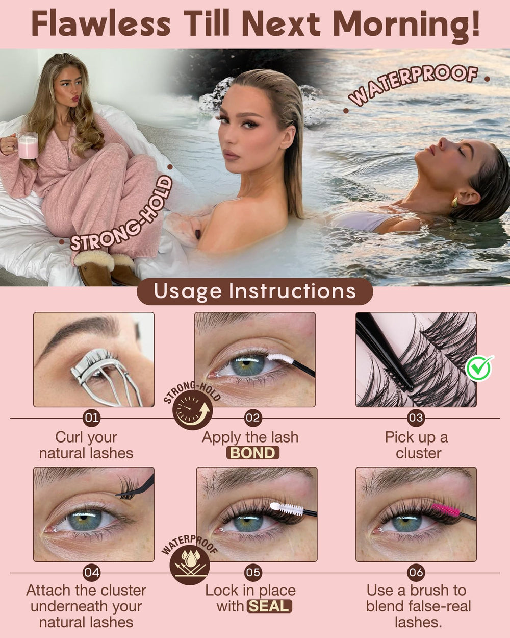 Goddvenus Wispy Lash Clusters Kit easy removal with water-based remover.
