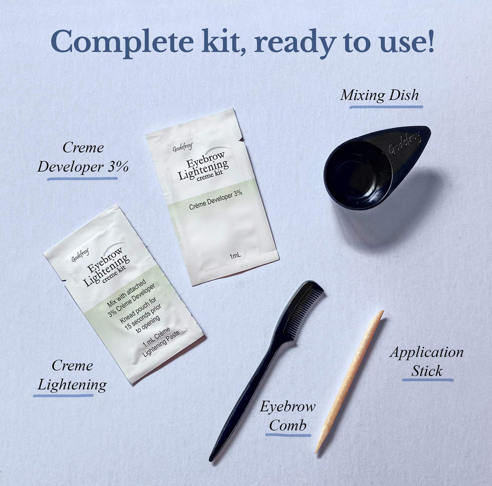 Godefroy Eyebrow Color Lightening Kit final look with natural brow shade.