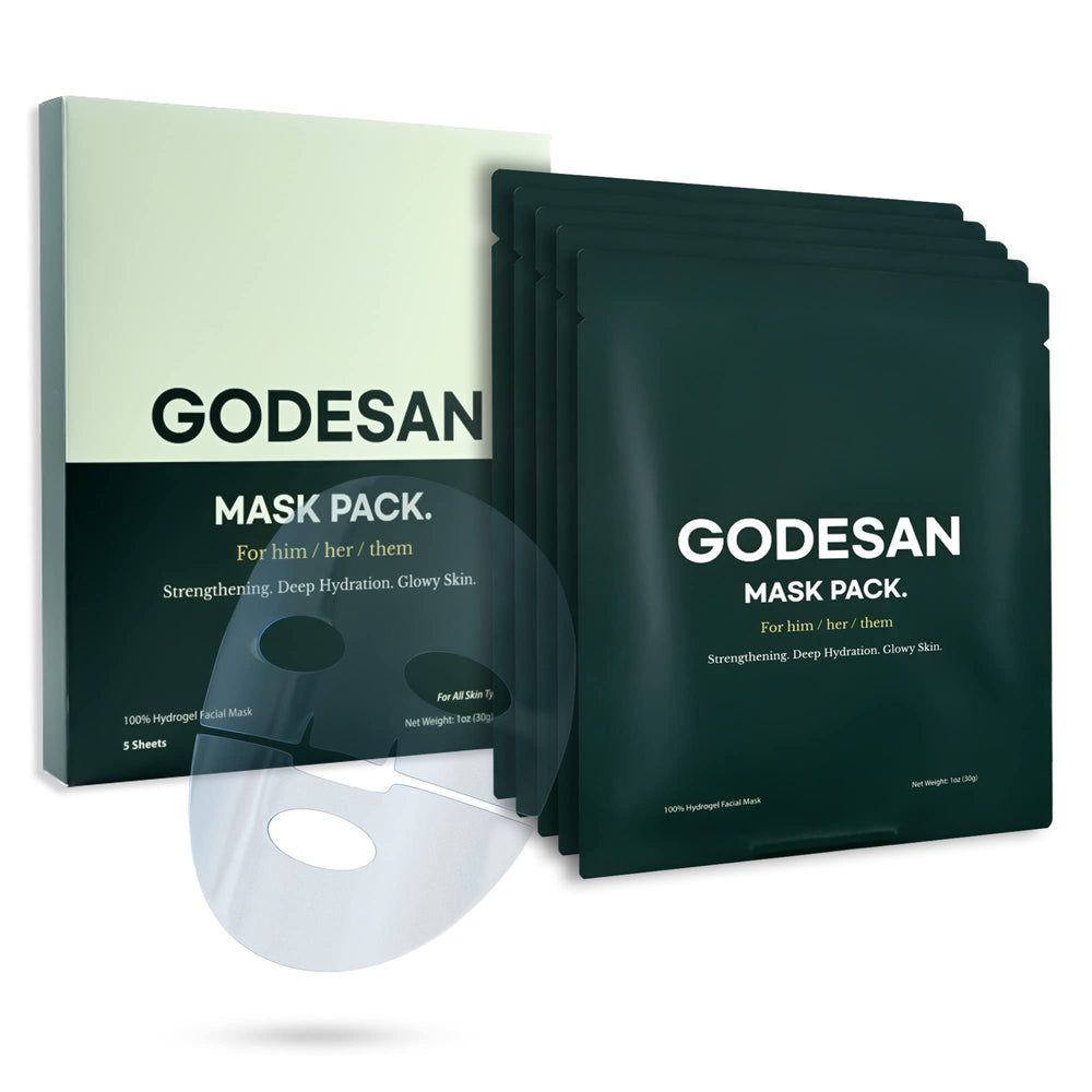 GODESAN hydrogel mask packaging highlights eco-friendly materials for responsible skincare.