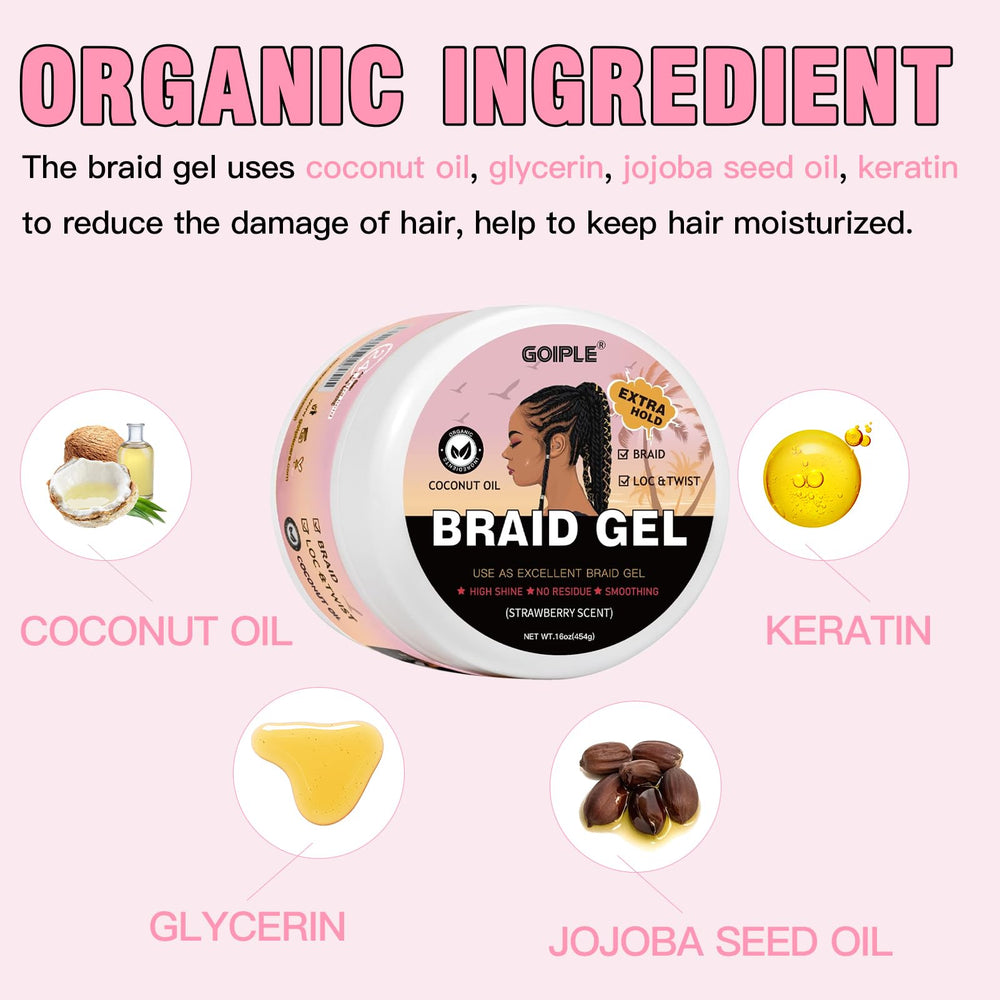 Goiple braid gel ensures smooth cornrows for a neat look.