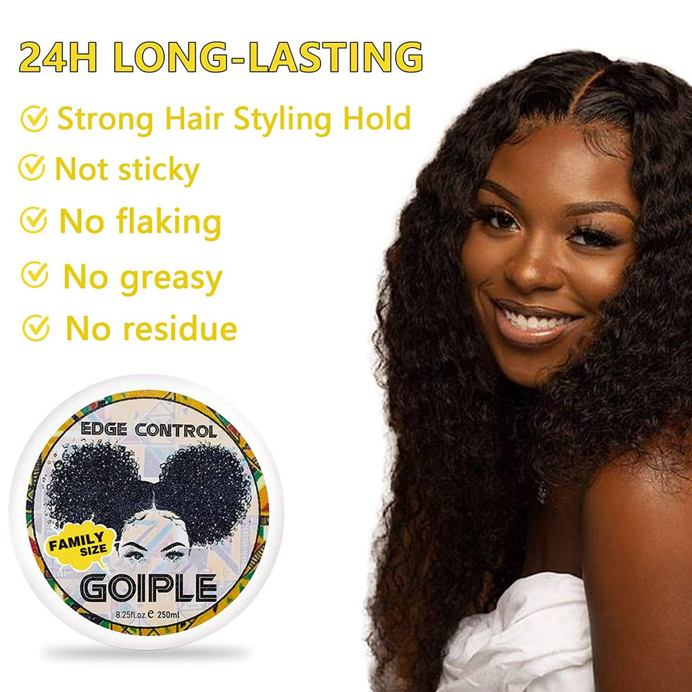 Goiple edge control wax hairline edge smoothing closeup shows natural shine and no flakes.