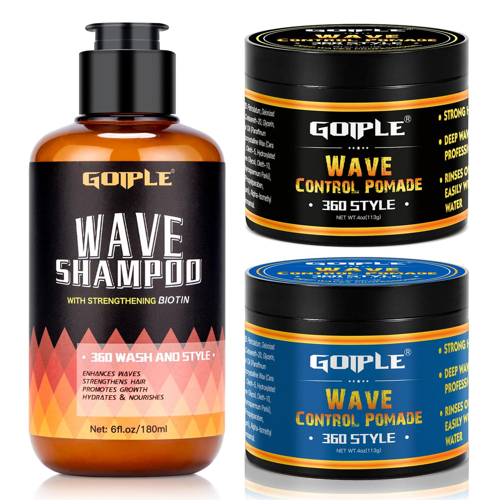 Goiple Natural Wave Pomade jar offers strong hold for defined 360 waves.