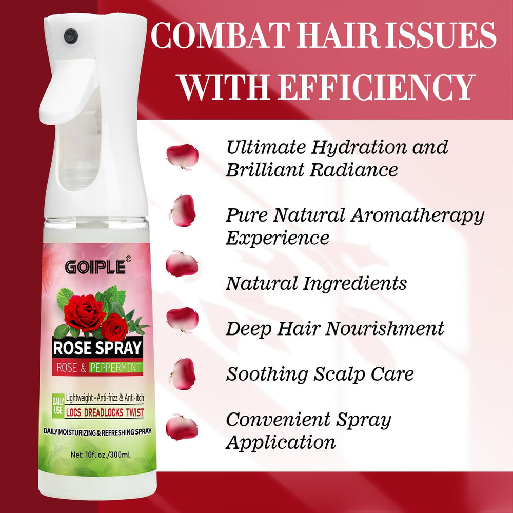 Goiple Rose Water Hair Loc Spray rose-water blend visible on locs.