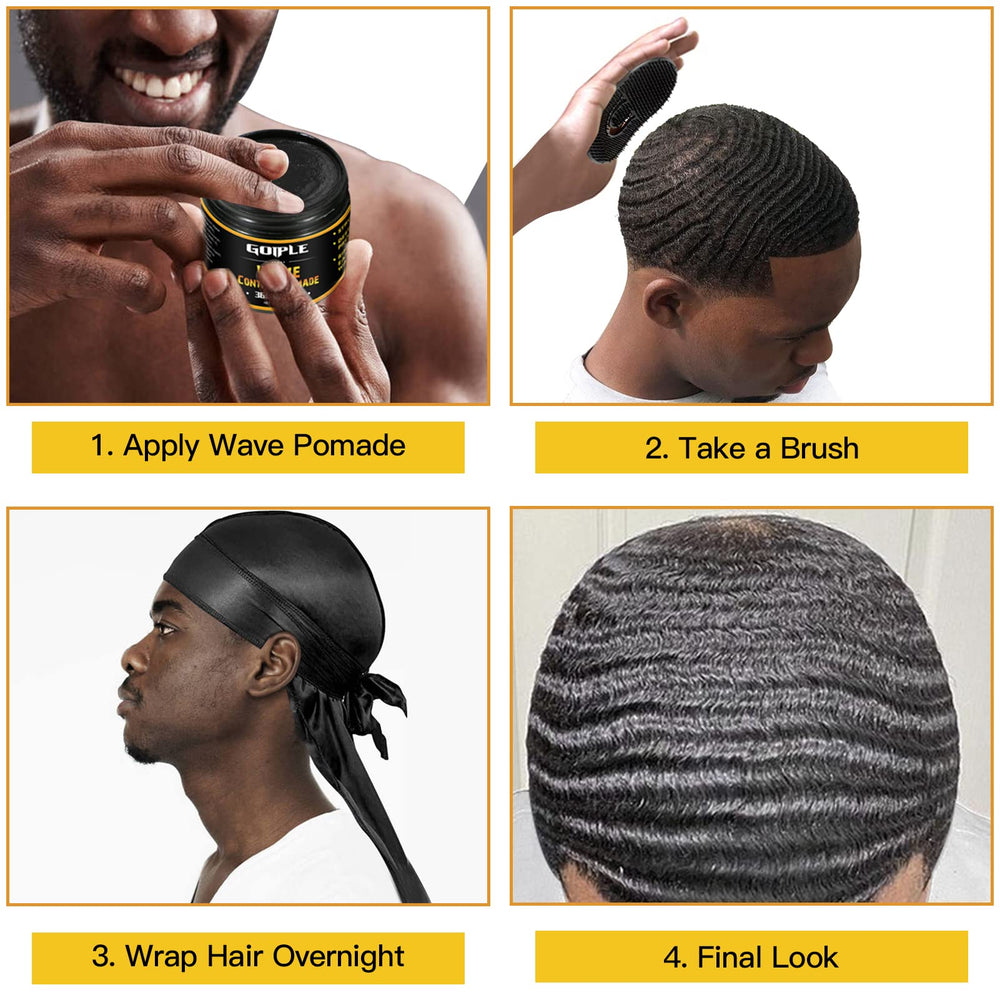Goiple wave kit laid out on a clean mat with brushes and durag.
