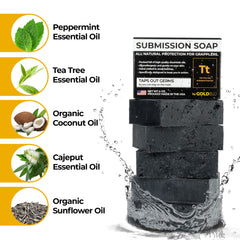 Gold BJJ activated charcoal soap bar cleanses pores after training