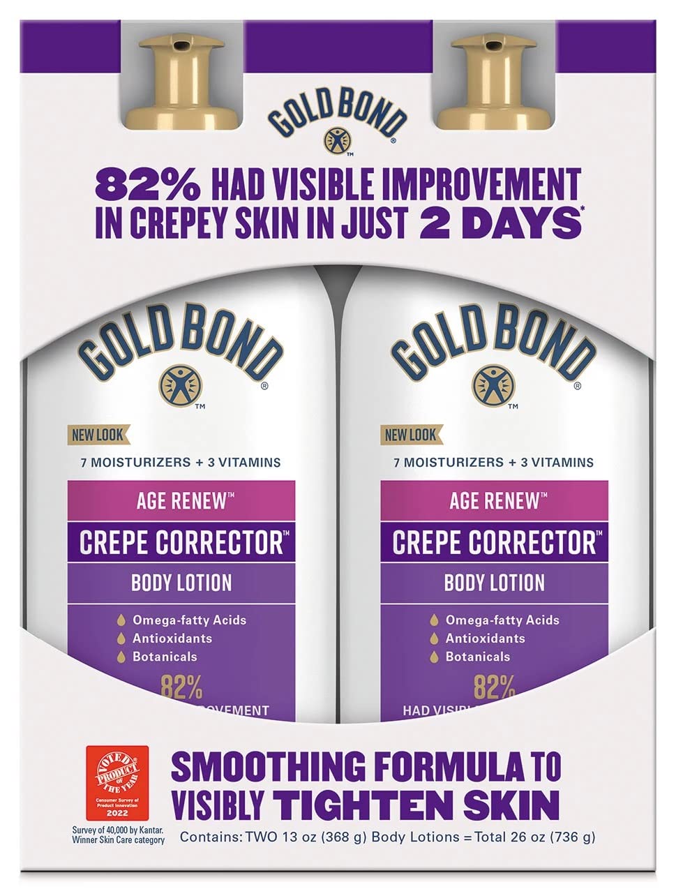 Gold Bond Age Renew Crepe Corrector duo-pack front view for smoother texture.