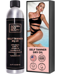 GOLDEN STAR BEAUTY self-tanner oil bottle for a natural, even tan