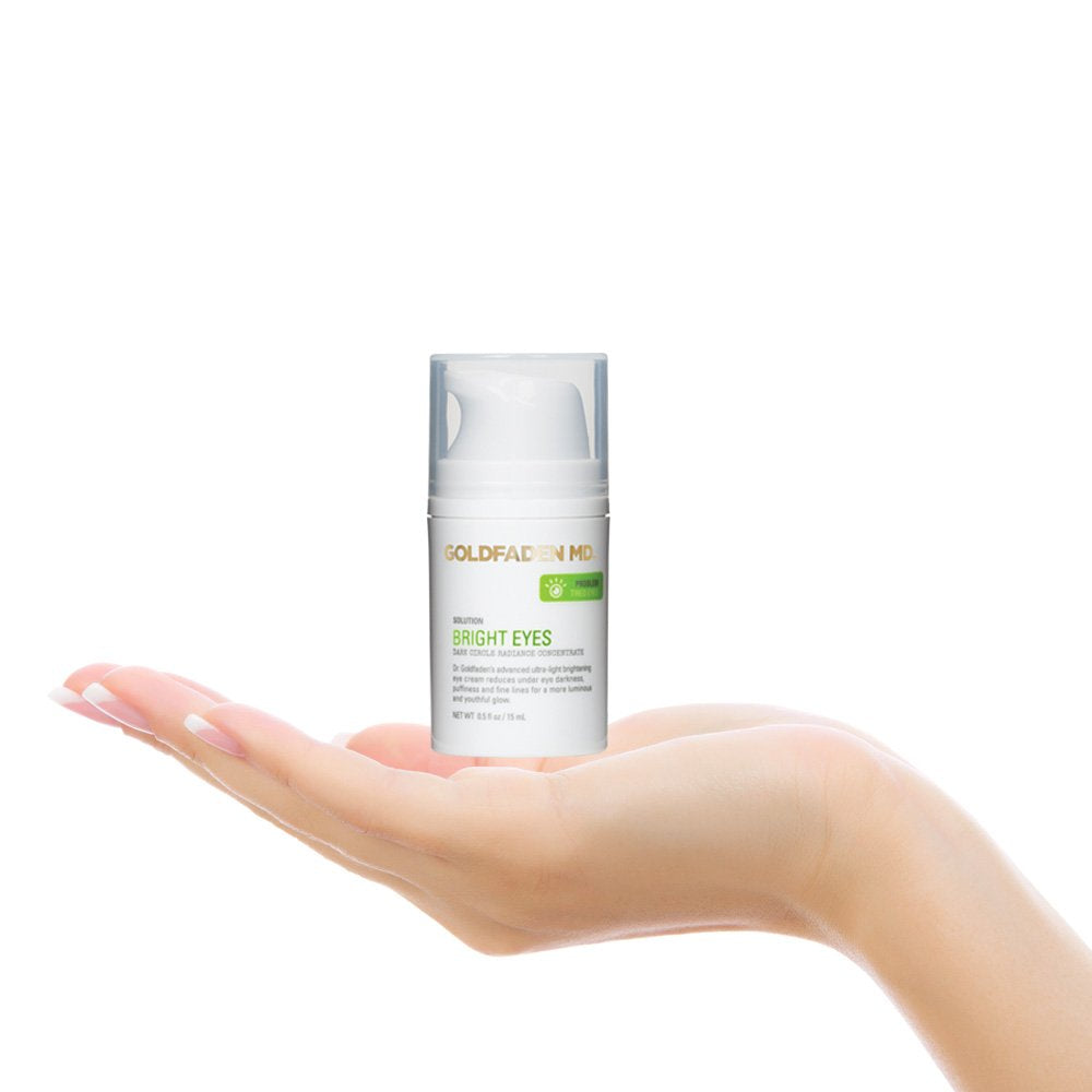 GOLDFADEN MD Bright Eyes glow after use suggesting smoother, hydrated under-eye skin.
