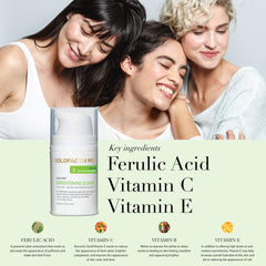 Close-up of the Brightening Elixir dropper releasing serum for antioxidant protection