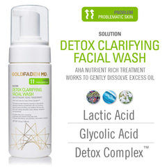 Foam lather from GOLDFADEN MD Detox clarifying cleanser demonstrates gentle exfoliation.