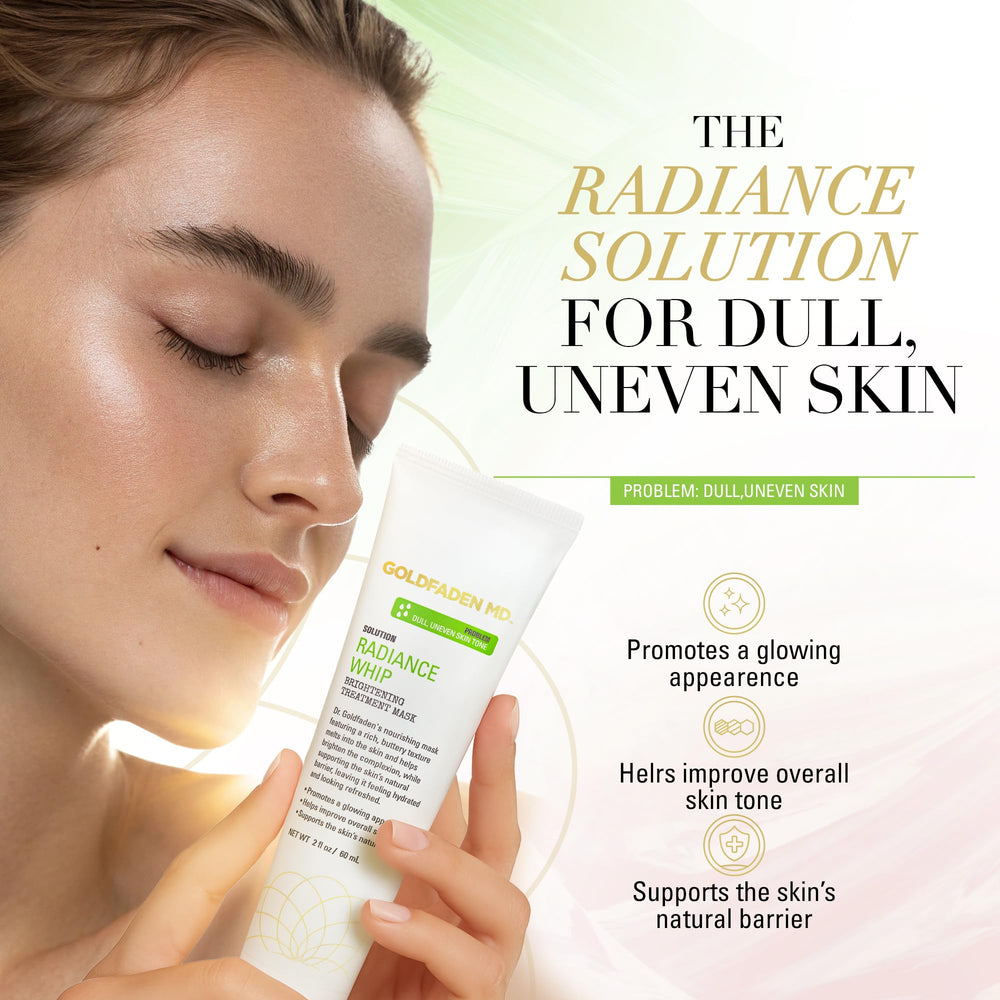 GOLDFADEN MD Radiance Whip mask texture spread demonstrating silky formula for even application