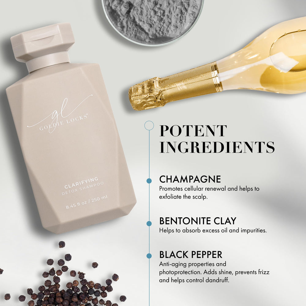 Goldie Locks Clarifying Shampoo texture close-up hints refreshing cleanse.