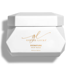 Goldie Locks Ultra Hydrating Hair Mask bottle shows frizz control and deep moisture benefits.