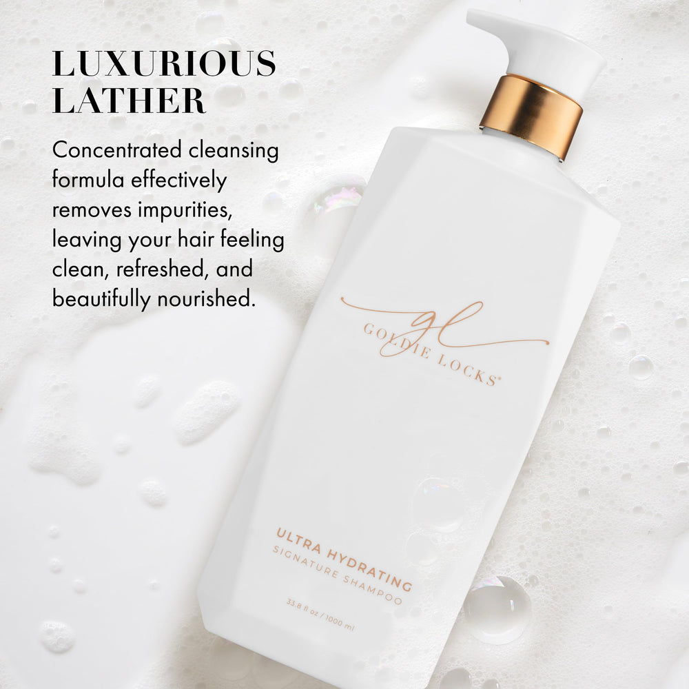 Creamy lather from Goldie Locks shampoo cleanses gently without weighing hair down.