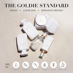 Goldie Locks Ultra Hydrating Shampoo packaging-varied look reinforces modern minimalist branding.