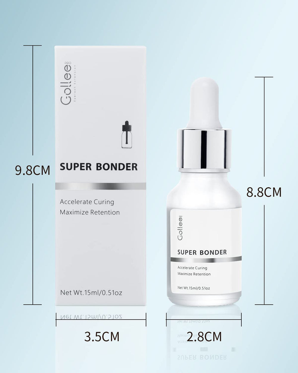 Client’s lashes wet after 3 minutes post-treatment with bonder