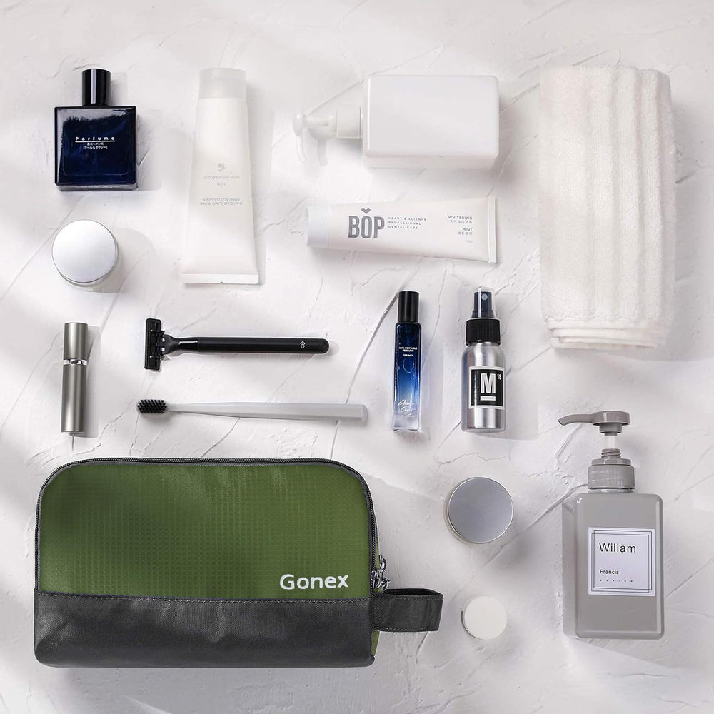 Gonex travel toiletry bag dimensions 10.23 x 4.72 x 5.7 inches.