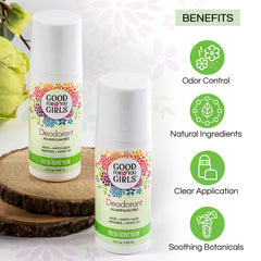 Good For You Girls aluminum-free ingredients list highlighting plant-based formula.