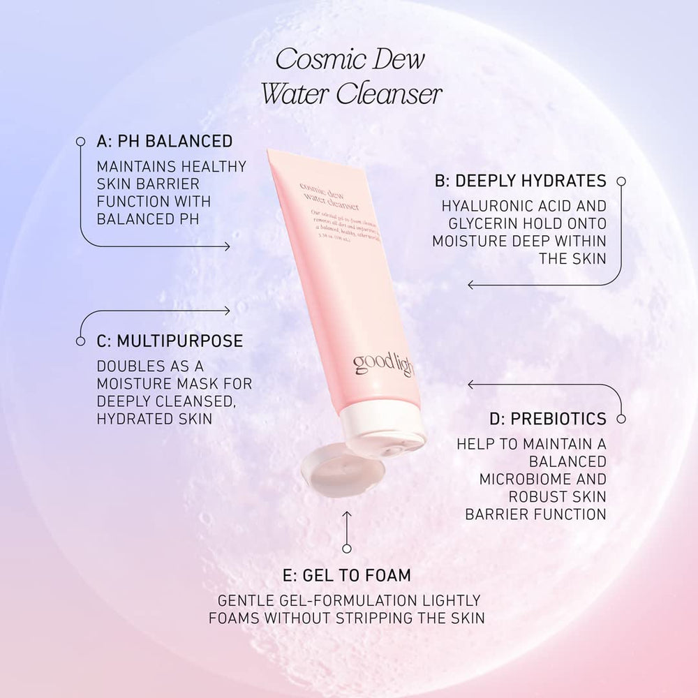 Cosmic Dew foam action showing gel-to-foam transformation for gentle cleaning