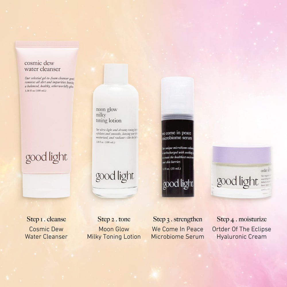 Cosmic Dew massage application demonstrating soothing, hydrating cleanse for dry skin