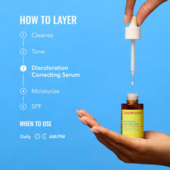 Good Molecules Discoloration Correcting Serum Pack 2 bottle label emphasizes fragrance-free, clean formula.