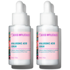 Good Molecules Hyaluronic Acid Serum Pack 2 bottles deliver deep hydration for plump, refreshed skin.