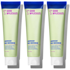 Good Molecules Lightweight Daily Moisturizer bottle on vanity shows light hydration for daily skin prep